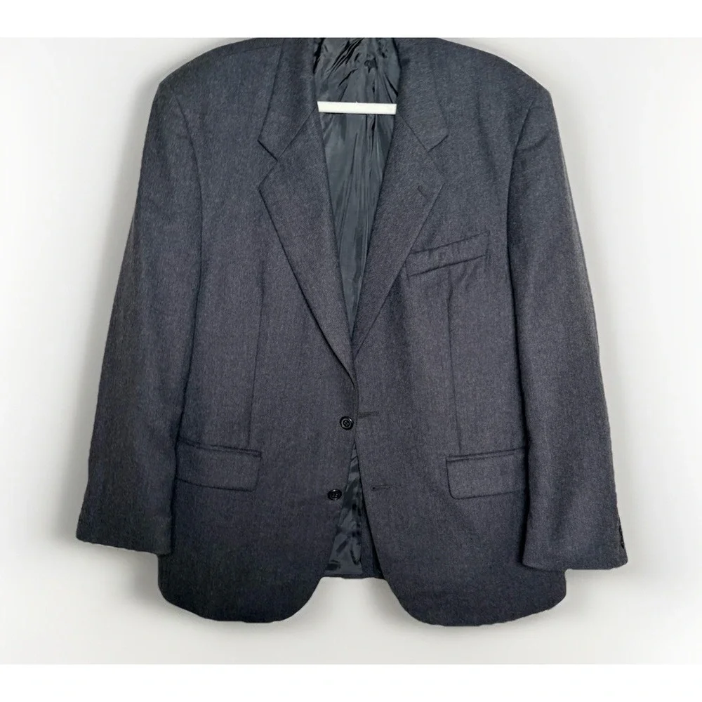 Alexandre London Blazer Mens Jacket 44R Dark Gray Herringbone Wool Sports Coat‎